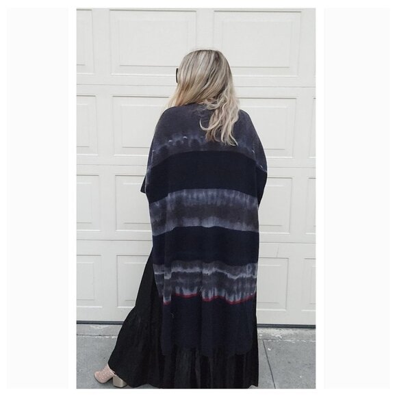 Raquel Allegra Open Front Duster Wool Cashmere Blend Tie Dye Sweater - Picture 2 of 8